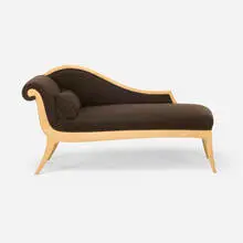 Timothy Philbrick, Grecian sofa, c. 1985, curly maple, wool upholstery