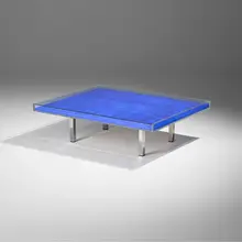 Yves Klein, Table Bleue, International Klein Blue pigment, glass, Plexiglas, chrome-plated steel