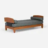 Chris Lehrecke, Daybed, c. 1990, walnut, leather upholstery, composite