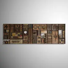 Paul Evans, Rare Sculpture Front wall panel, c. 1965, welded, gilt and polychromed steel, 24 karat gold leaf