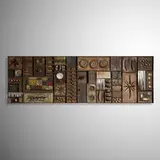 Paul Evans, Rare Sculpture Front wall panel, c. 1965, welded, gilt and polychromed steel, 24 karat gold leaf