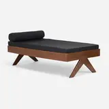 Daybed from Chandigarh by Pierre Jeanneret, c. 1957-58, teak, upholstery, sold Jan 2026