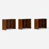File rack from the Administrative Buildings, Chandigarh, set of three by Pierre Jeanneret, c. 1956-57, teak, sold Jan 2026