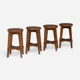 High stools from the Scientific Block, Punjab University, Chandigarh, set of four by Pierre Jeanneret, c. 1965-66, teak, sold Jan 2026