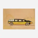 C.C. Bratten, Concept car rendering, c. 1930, gouache, watercolor and graphite on paper mounted to board