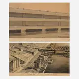 Walter W.W. Jones, Two renderings, c. 1940, ink, gouache and graphite on paper; graphite on paper