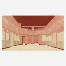 Winold Reiss, Lugene Inc. 604 Madison Ave. NYC interior rendering, c. 1945, gouache, colored pencil and graphite on board