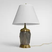 Reuben Haley, Rare Ruba Rombic table lamp, c. 1930, mold-blown glass, brass