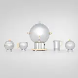 Walter von Nessen, Coronet coffee service, 1938, chrome-plated brass, Bakelite, aluminum, glass