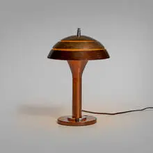 Machine Age, Table lamp, c. 1935, lacquered steel and aluminum, nickel-plated steel and brass