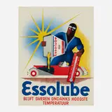 Jean Walther, Essolube: Bluft Smeren Ondanks Hoogste Temperatuur vintage poster, 1935, lithograph in colors