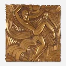 Maurice Picaud, Folies Bergère panel, c. 1930, gold leaf over plaster