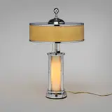 Gilbert Rohde, Table lamp, c. 1934, chrome-plated metal, opaline glass, painted parchment
