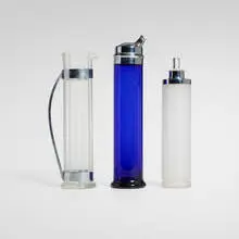 Art Déco, Collection of barware, c. 1935, frosted glass, glass, chrome-plated metal