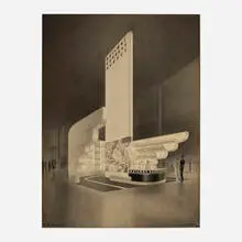 Alexander Leydenfrost, Railway Express Agency rendering, c. 1938, charcoal, ink, graphite and gouache on board