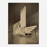 Alexander Leydenfrost, Railway Express Agency rendering, c. 1938, charcoal, ink, graphite and gouache on board