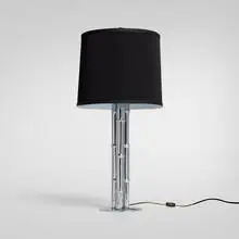 Modern, Table lamp, chrome-plated steel, linen shade