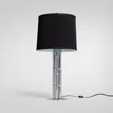 Modern, Table lamp, chrome-plated steel, linen shade