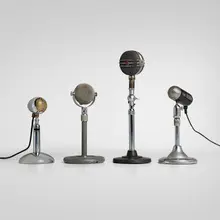 Machine Age, Collection of four microphones, c. 1935-39, chrome-plated metal, stainless steel, crackle-lacquered steel