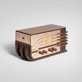 Walter Dorwin Teague, Sparton radio, model 558, c. 1936, peach Tuf-Flex mirrored glass, brass, lacquered wood, Bakelite