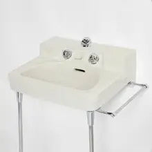 Henry Dreyfuss, Drexel sink, model 1-110-J, c. 1940, glazed porcelain, aluminum, chrome-plated brass