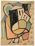 Werner Heldt, Häuserkomposition“ („Komposition I“), 1949, Aquarell auf Papier