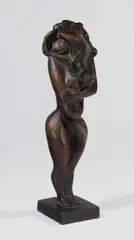 Conrad Felixmüller, Stehende – Frau mit offenen Haar (Eva), 1923, Bronze mit braunschwarzer Patina. Höhe (mit Plinthe): 31,3 cm (12 ⅜ in. )