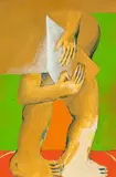 Figur Erzähler by Horst Antes, 1966, Öl, blaue Kreide und Bleistift auf dickem Karton, sold May 2013
