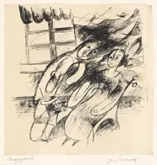Ein Antrag by Heinrich Campendonk, 1915, Tuschfeder und -pinsel über Kohle auf dünnem Papier, fest auf Karton montiert, sold Jun 2013