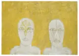 Horst Antes, Doppelportrait (frontal) gelb (2 Tableta)