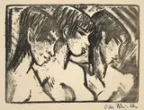 Otto Mueller, Drei Mädchen im Profil, 1921, Lithographie auf Van-Gelder-Zonen-Bütten