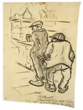 In der Schenke by Heinrich Zille, 1925, Kohle auf Papier, auf Karton aufgezogen, sold Jun 2012