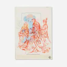 David Godbold, ...nor bears, nor little dogs, 2007, ink on tracing paper over found paper