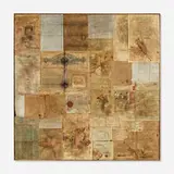 Ron Pippin, Untitled (Wax Manuscripts), wax, nails, found paper and mixed media collage on panel in artist's frame
