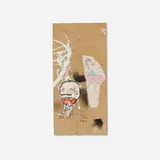 David Choe, Two Left Feet, 2002, mixed media on brown paper bag