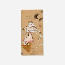David Choe, You're Nuts, Want Some Gum?, 2002, mixed media on brown paper bag