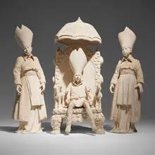 Untitled by Tricia Cline, c. 2014, bisque porcelain in three parts, sold Sep 2025