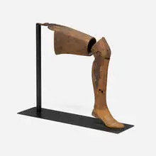 Antique, Mannequin leg, c. 1920, wood, steel