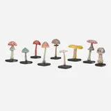 Antique, Collection of nine mushroom models, c. 1920, painted plaster and wood