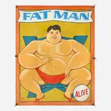 "Tattoo Jack" Cripe, Sideshow circus banner, c. 1950, acrylic on canvas, steel, leather