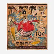 Daniel Peacock, Duck Show, 2004, mixed media on canvas tarp