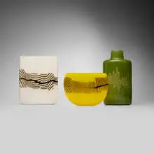 Collection of three Dada vases by Lino Tagliapietra, hand-blown glass, sold Nov 2025