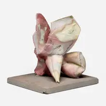 Paul Soldner, Pedestal Piece, c. 1985, slab-built and raku-fired earthenware, flagstone