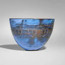 Edwin and Mary Scheier, Early bowl, c. 1960, glazed and incised stoneware