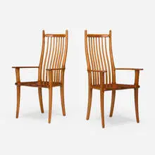 Stephen Swift, High Back Chairs, pair, c. 1995, cherry