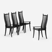 Stephen Swift, High Back Chairs with Low Armrests, set of four, c. 1995, lacquered wood