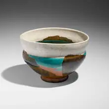 Wayne Higby, Landscape bowl, 1987, glazed and raku-fired earthenware