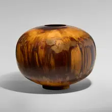 Ed Moulthrop, Monumental Figured Tulipwood Globe, 1992, figured tulipwood