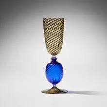 Goblet by Lino Tagliapietra, c. 1992, hand-blown glass, sold Nov 2025
