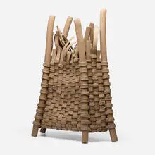 Rina Peleg, Woven Basket, 1981, bisque earthenware